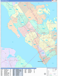 Newport News Wall Map Color Cast Style 2024